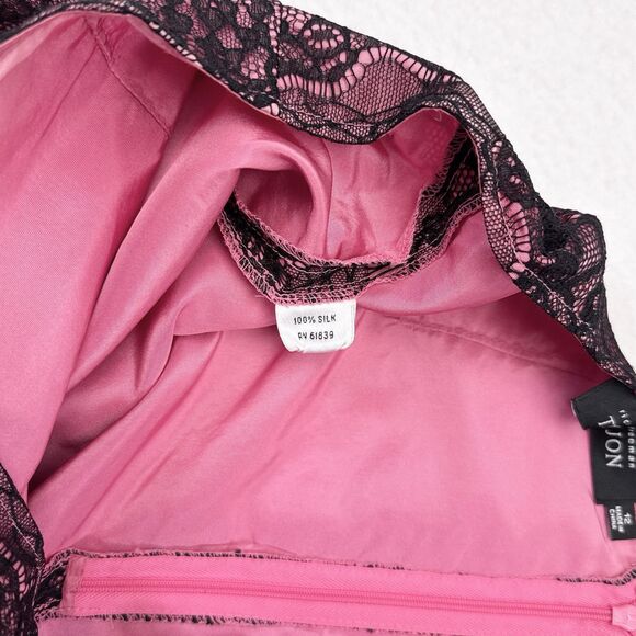 Rickie Freeman Teri Jon Skirt Size 12 Pink Silk Lace Whimsigoth Goth Fairycore - Picture 7 of 9